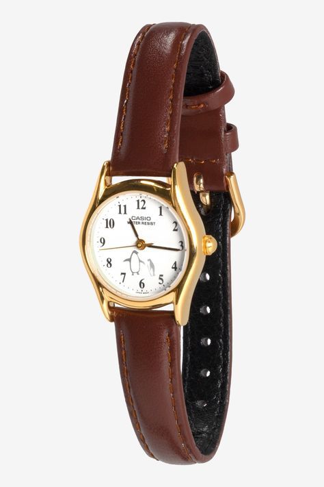 Gold watch with a leather strap