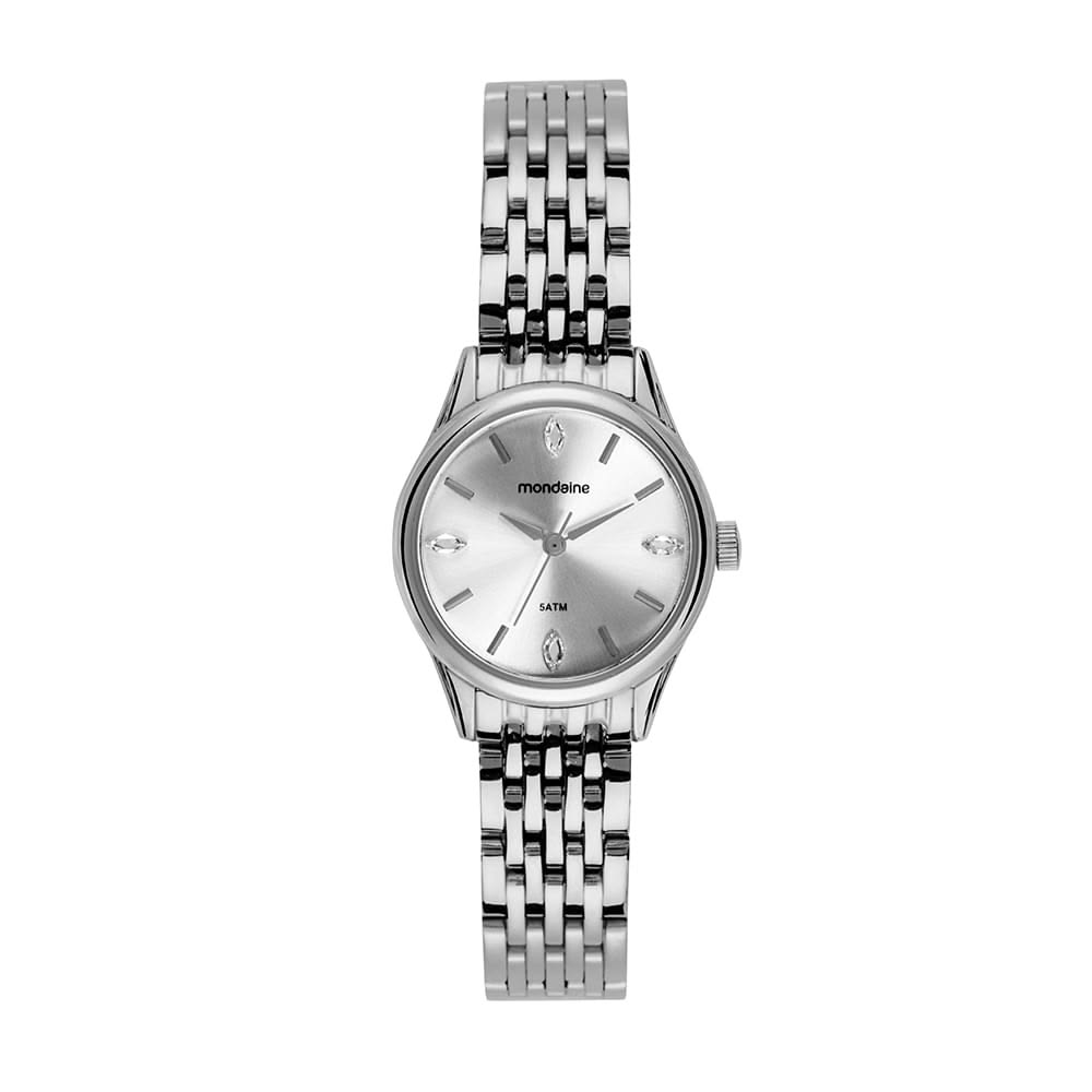 Silver watch with crystals